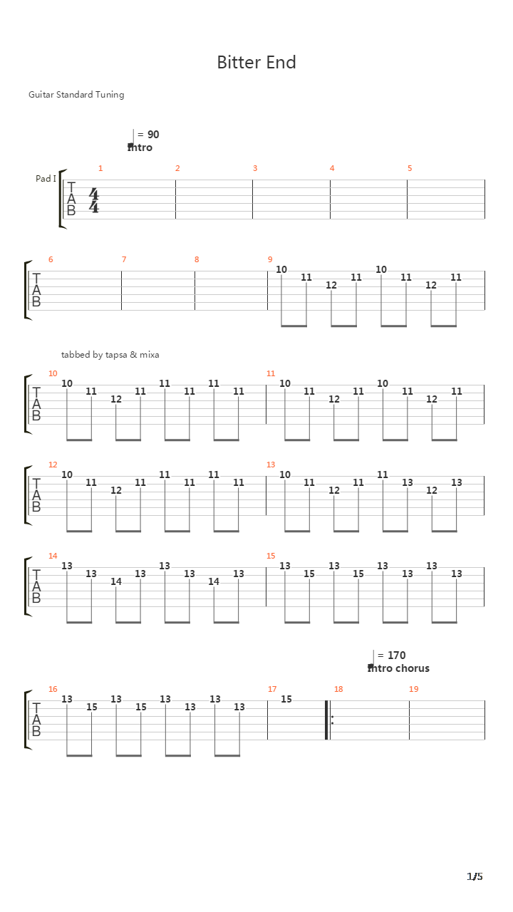 Bitter End吉他谱