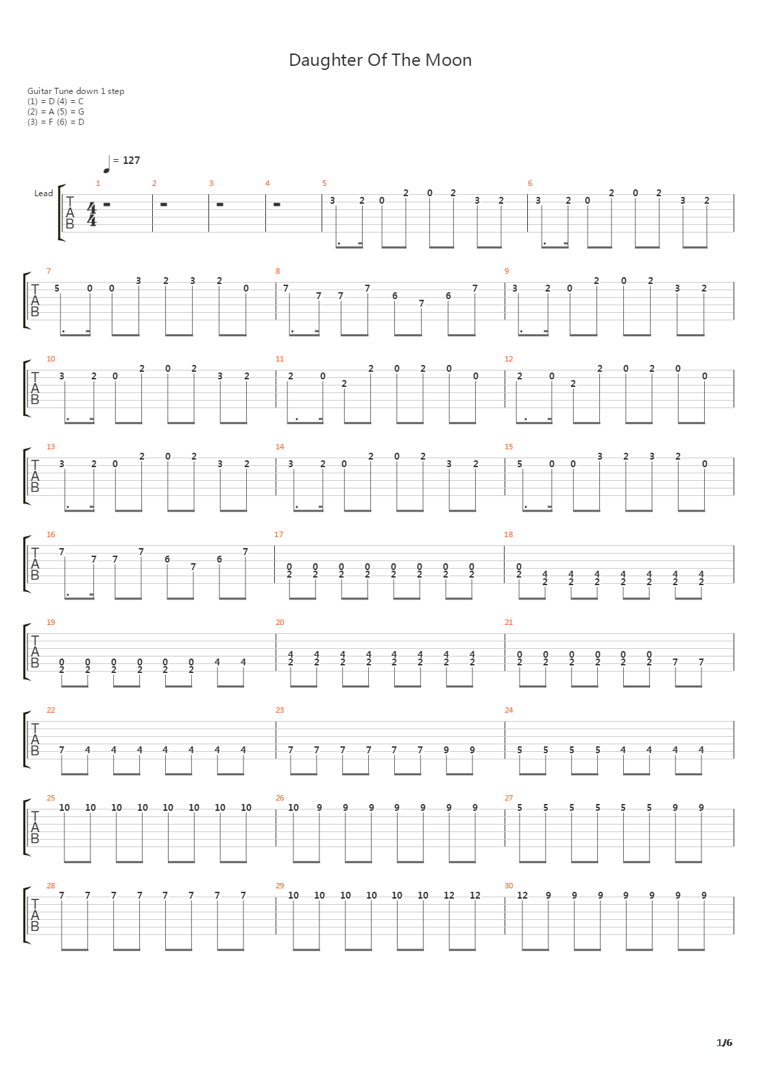 Daughter Of The Moon吉他谱
