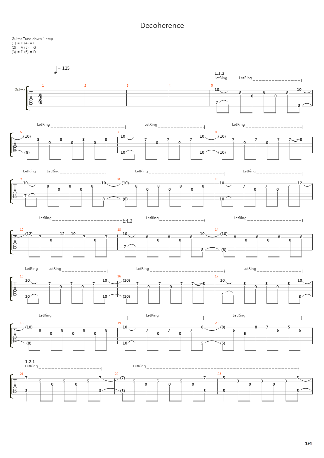 Decoherence吉他谱