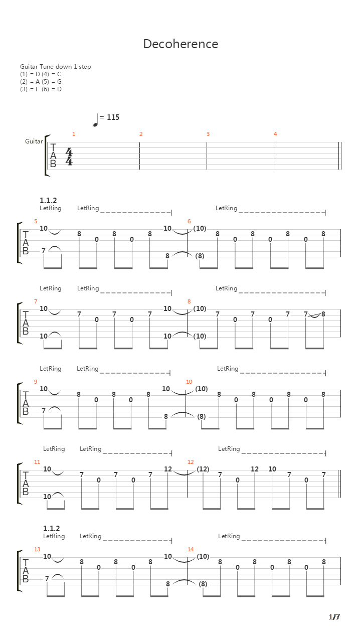 Decoherence吉他谱