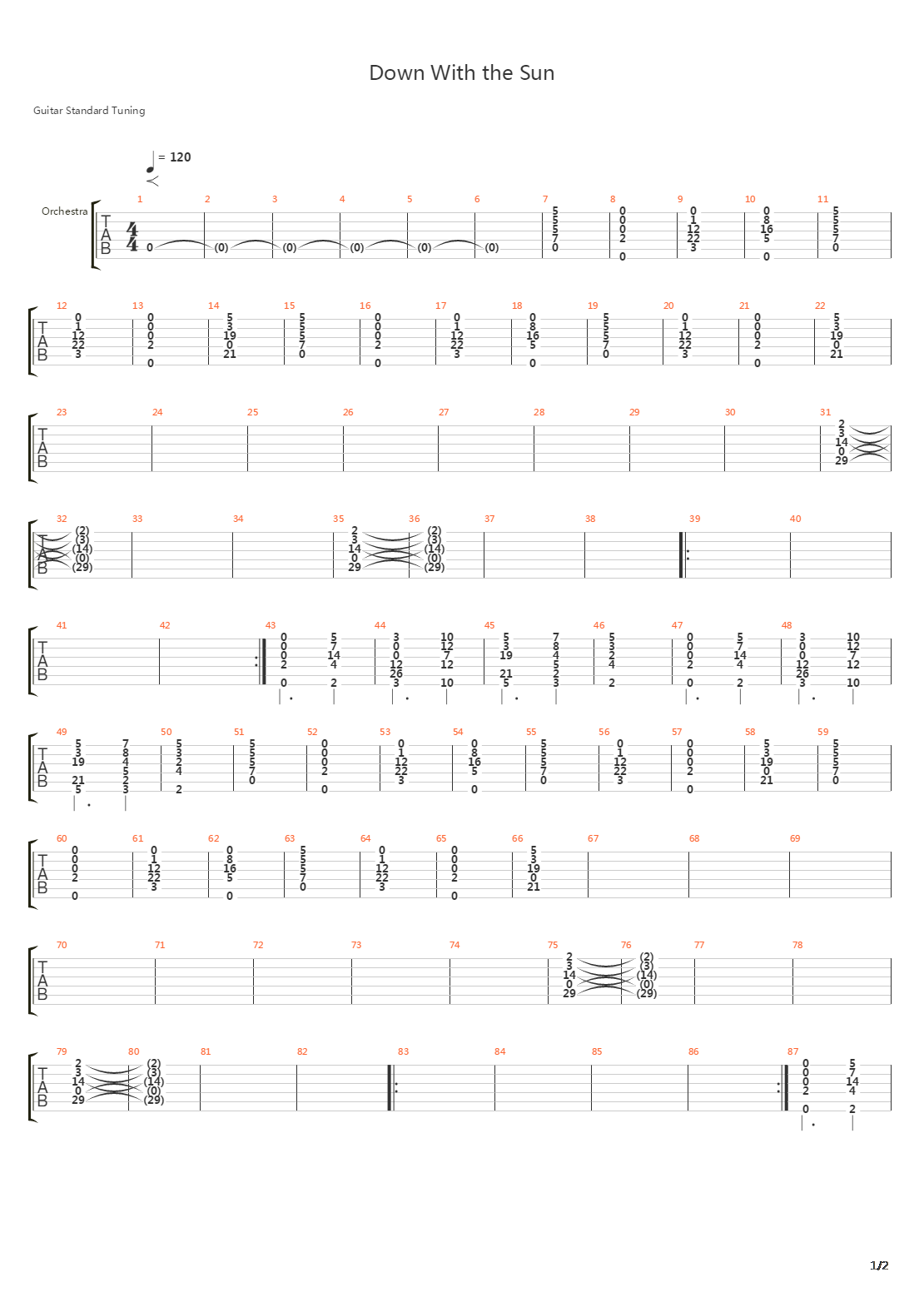 Down With The Sun吉他谱
