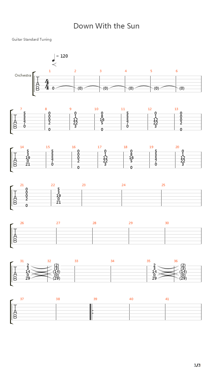 Down With The Sun吉他谱
