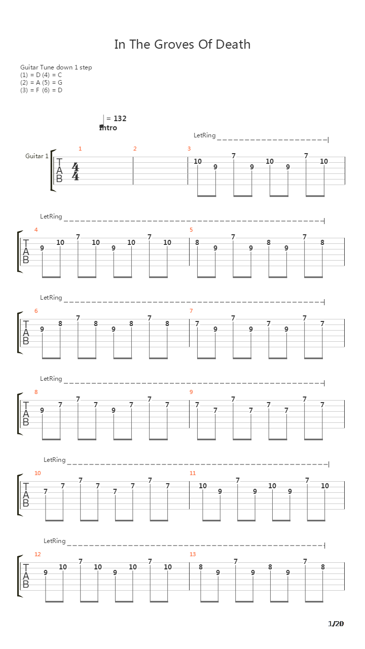 In The Groves Of Death吉他谱