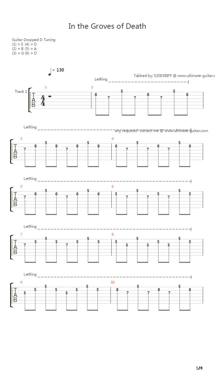 In The Groves Of Death吉他谱