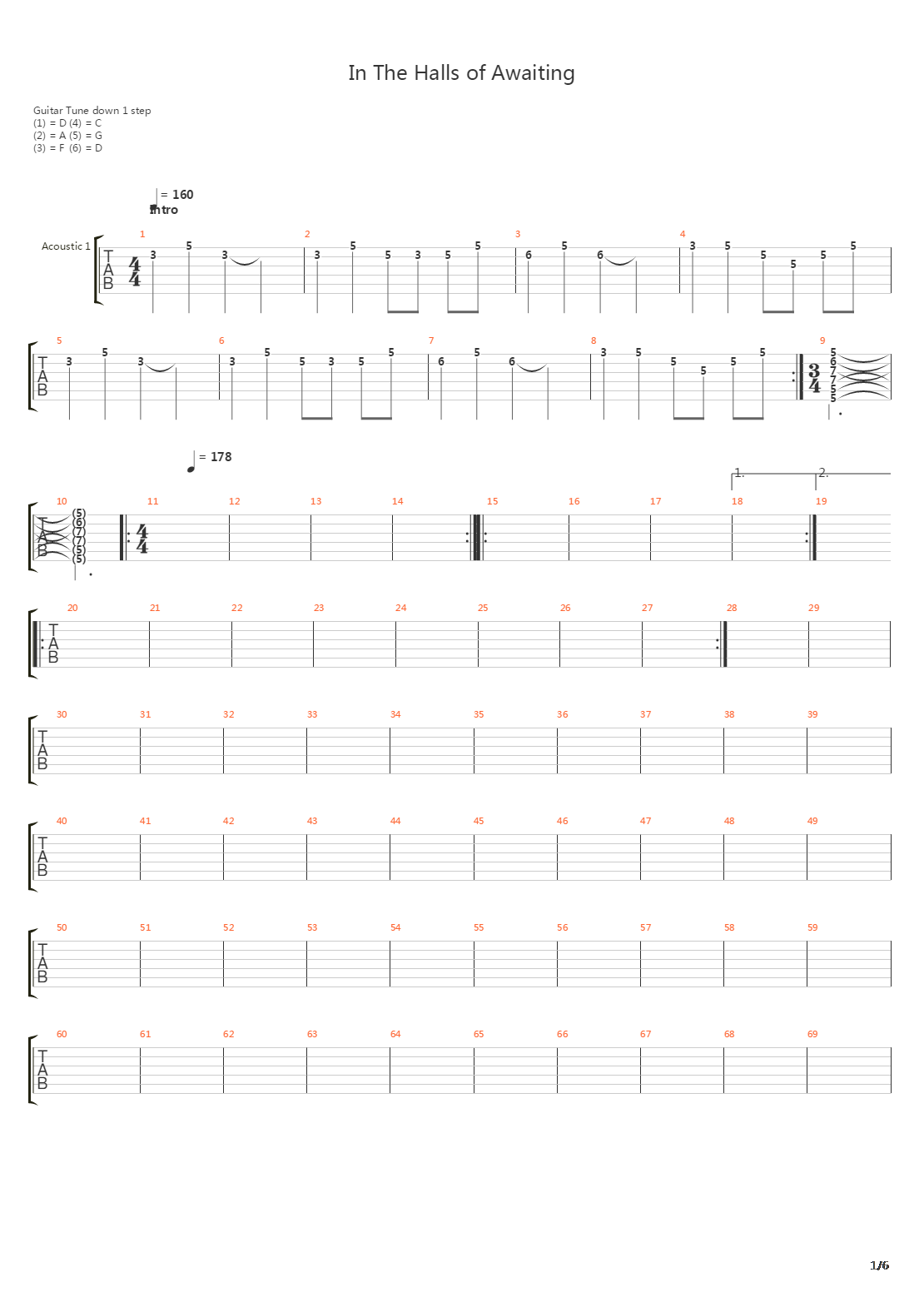 In The Halls Of Awaiting吉他谱