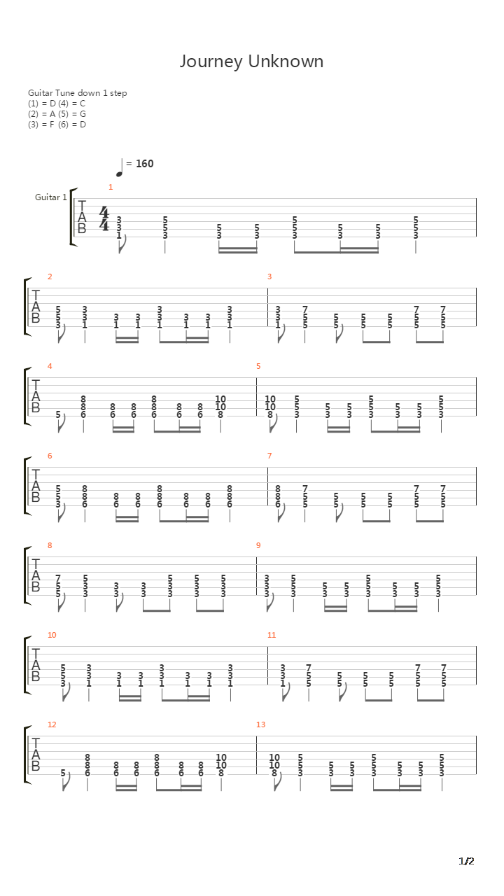 Journey Unknown吉他谱