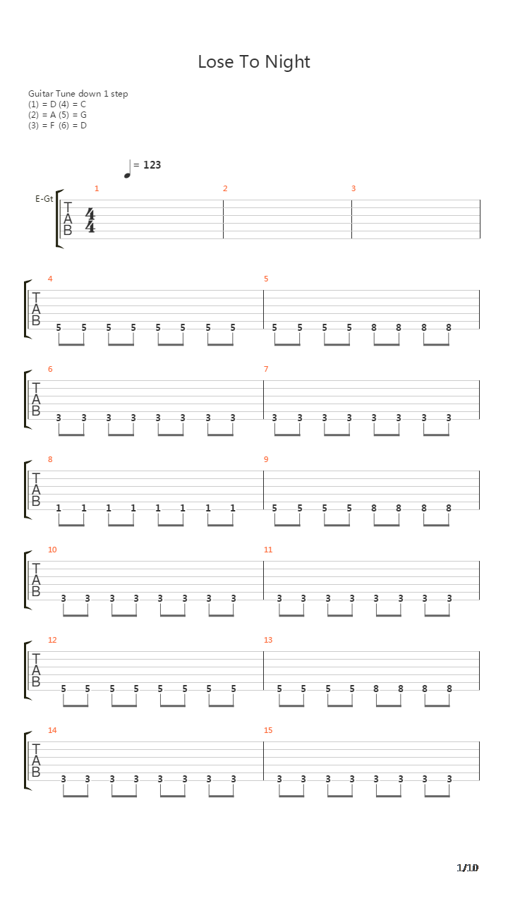 Lose To Night吉他谱