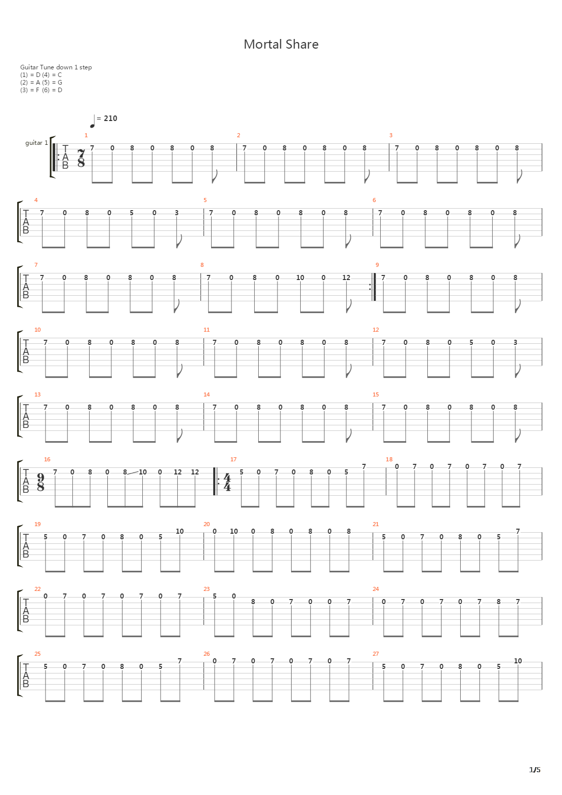 Mortal Share吉他谱