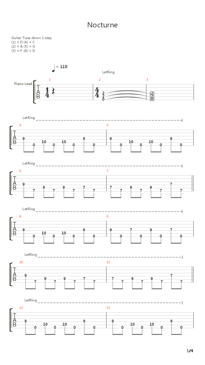 Nocturne吉他谱