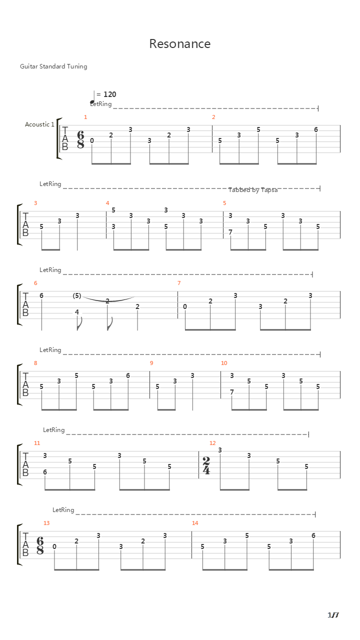 Resonance吉他谱