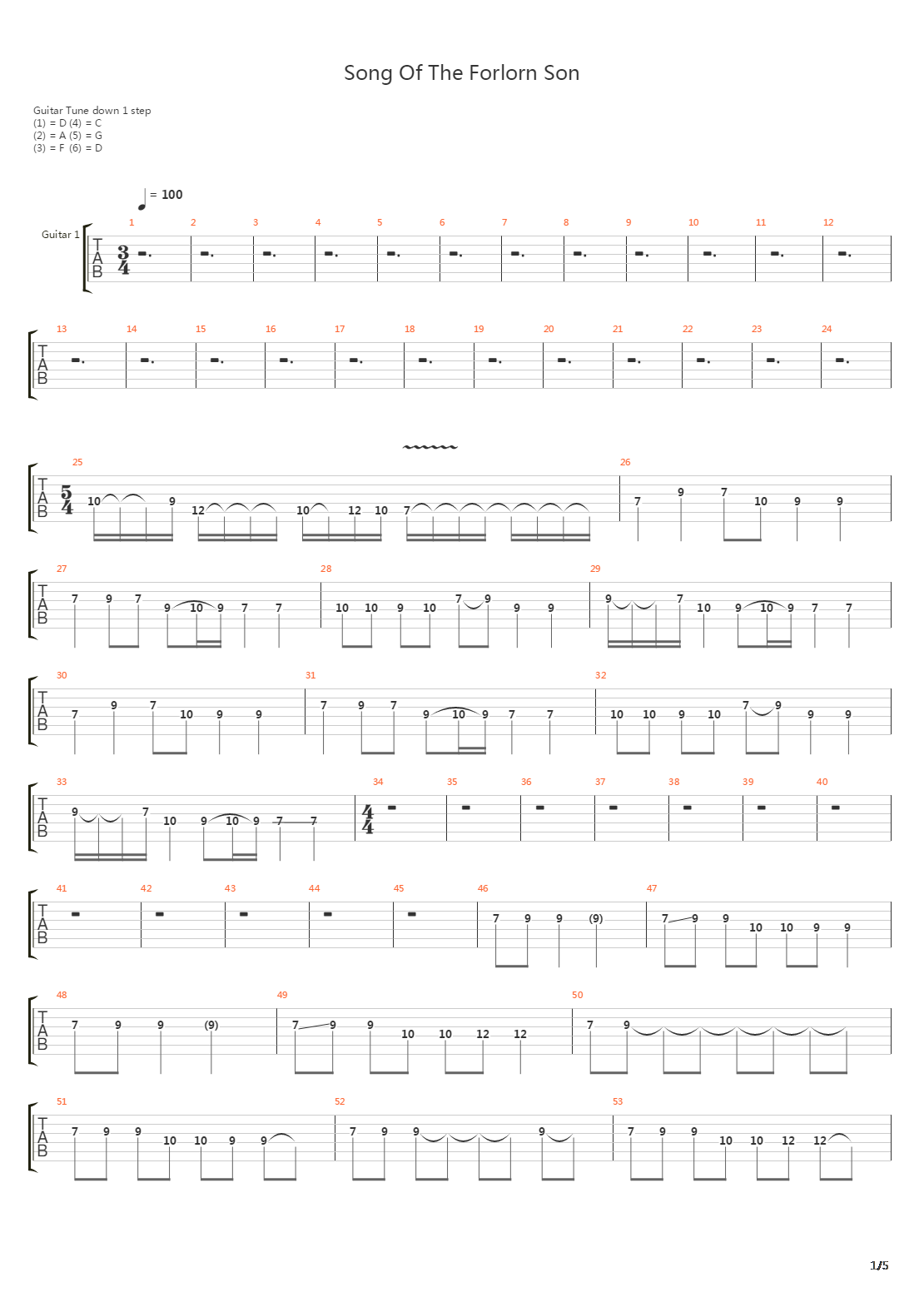 Song Of The Forlorn Son吉他谱