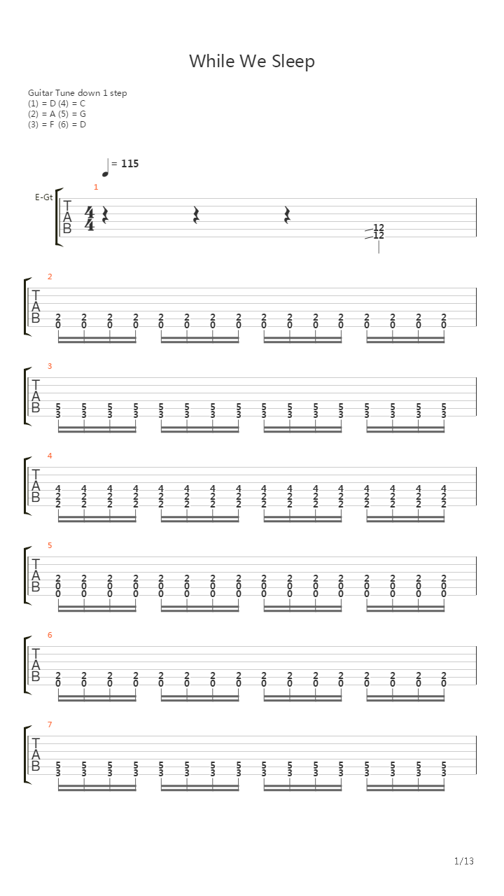 While We Sleep吉他谱