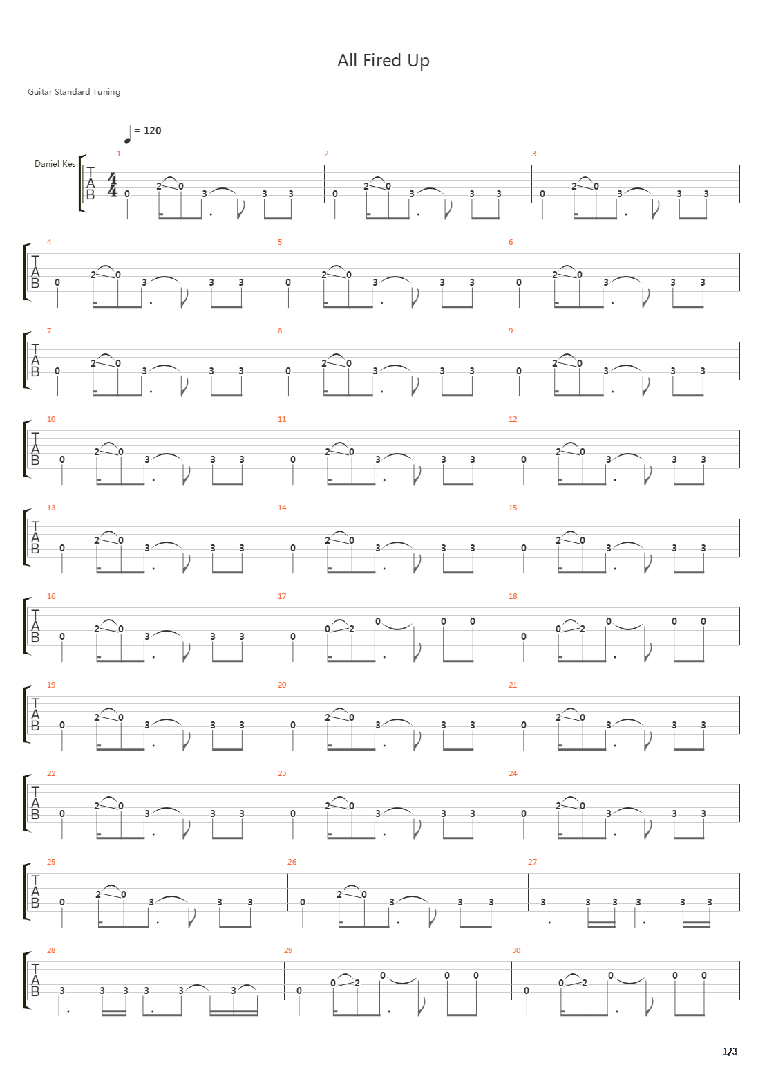 All Fired Up吉他谱