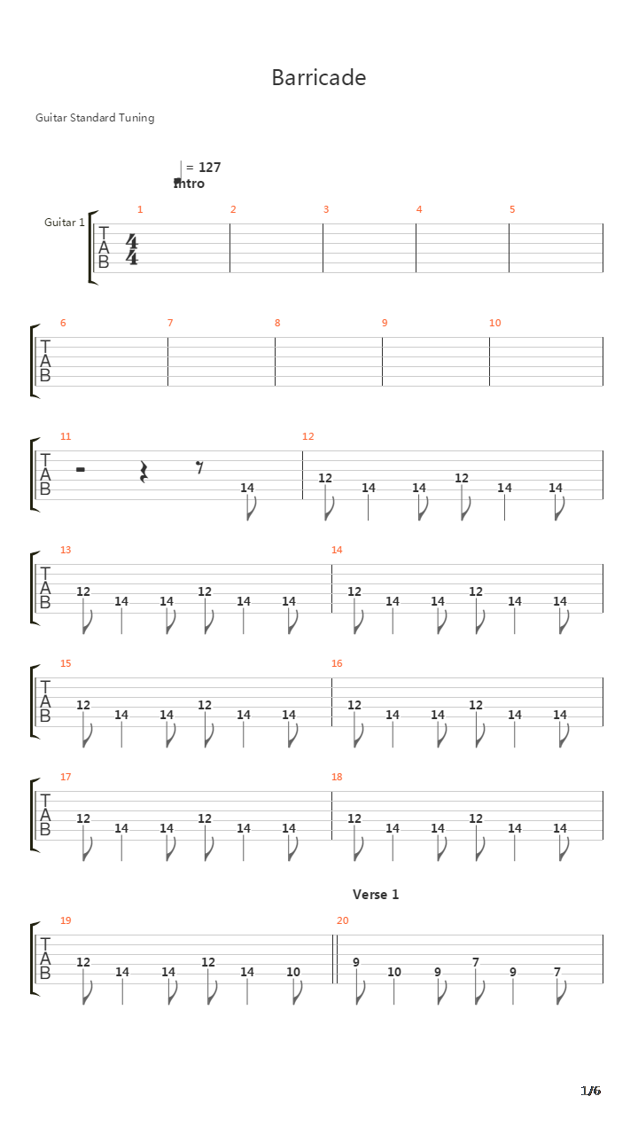 Barricade吉他谱
