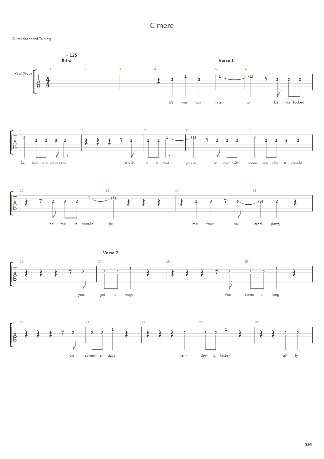 Cmere吉他谱