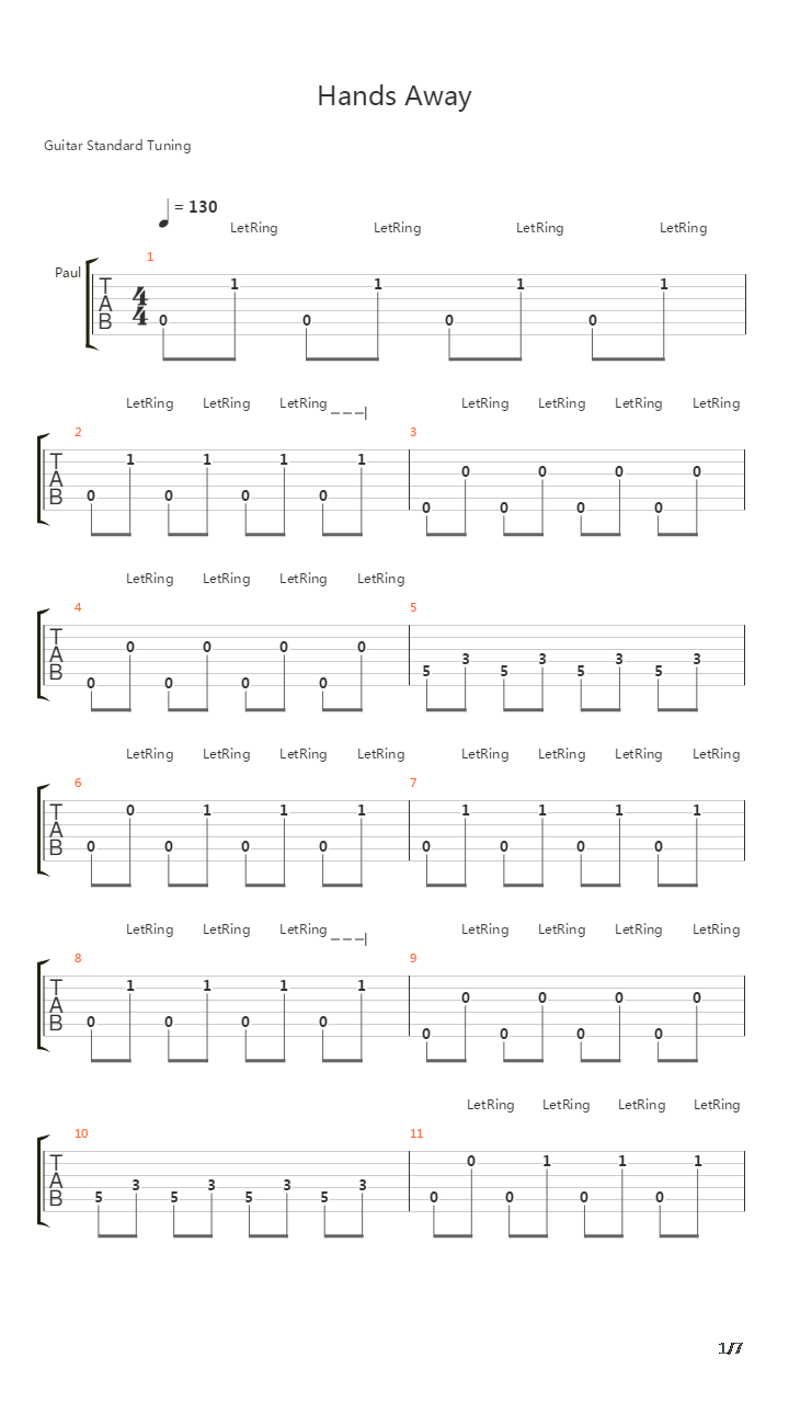 Hands Away吉他谱