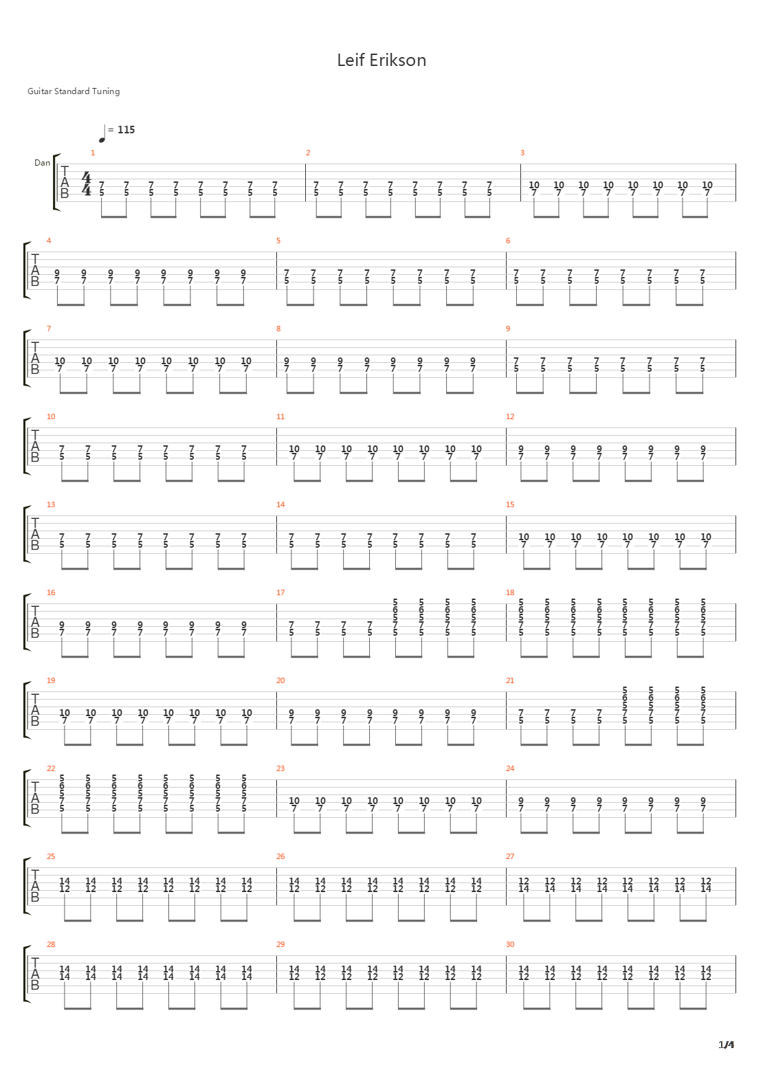 Leif Erickson吉他谱