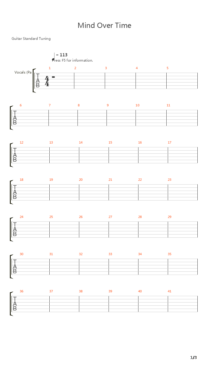 Mind Over Time吉他谱