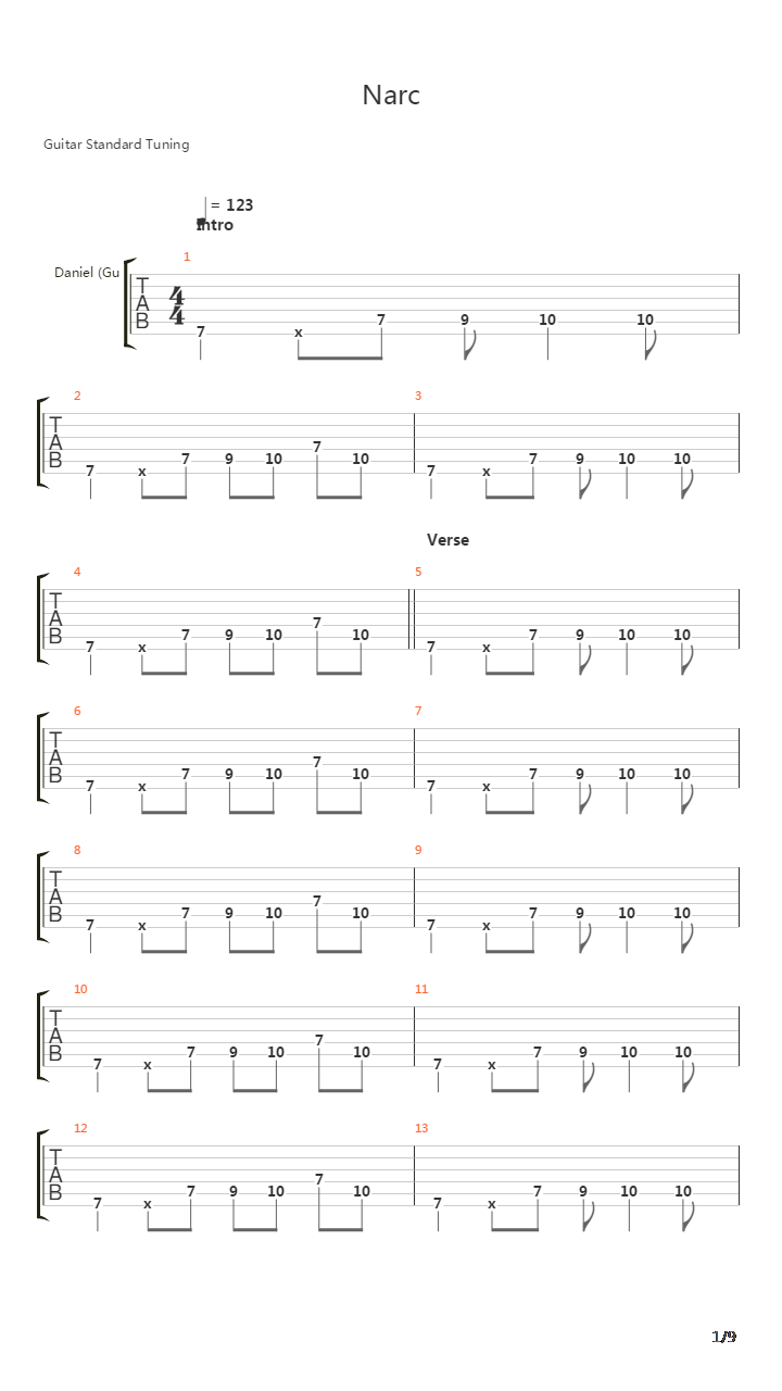 Narc吉他谱