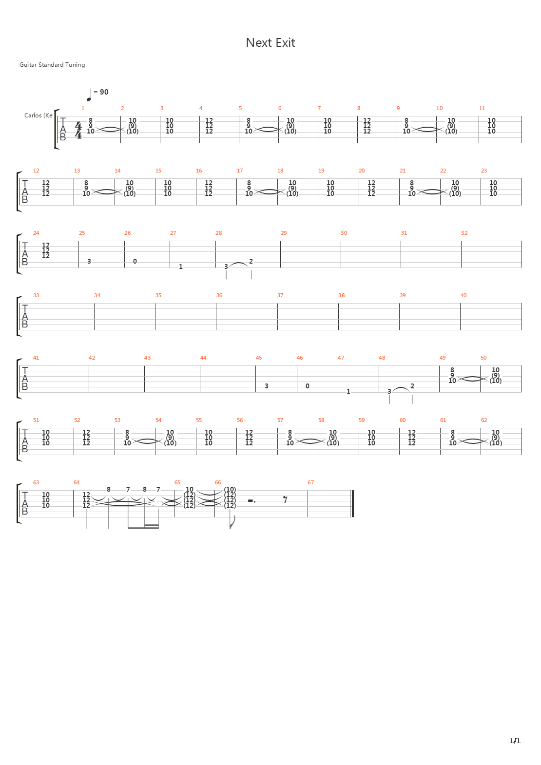 Next Exit吉他谱