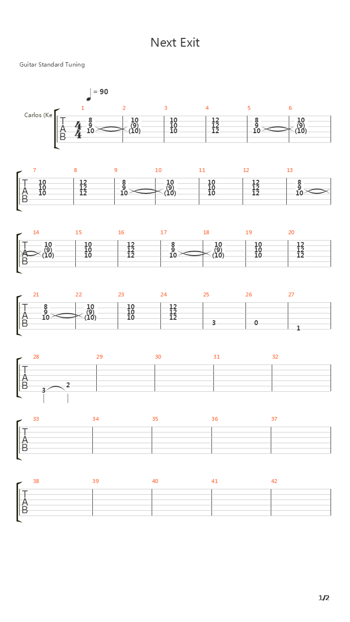 Next Exit吉他谱