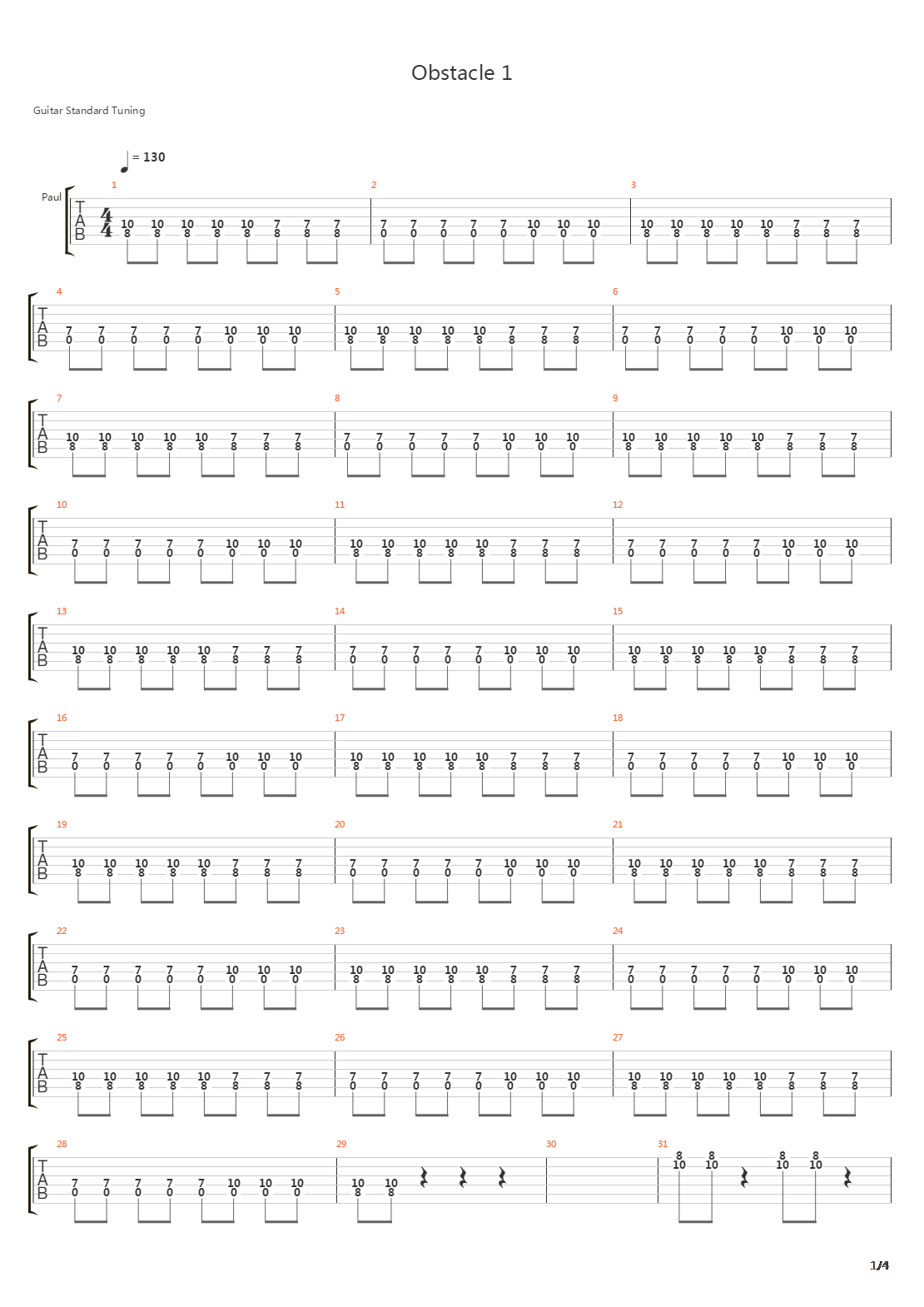 Obstacle 1吉他谱