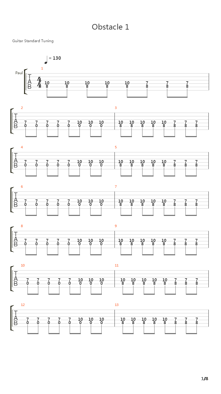 Obstacle 1吉他谱