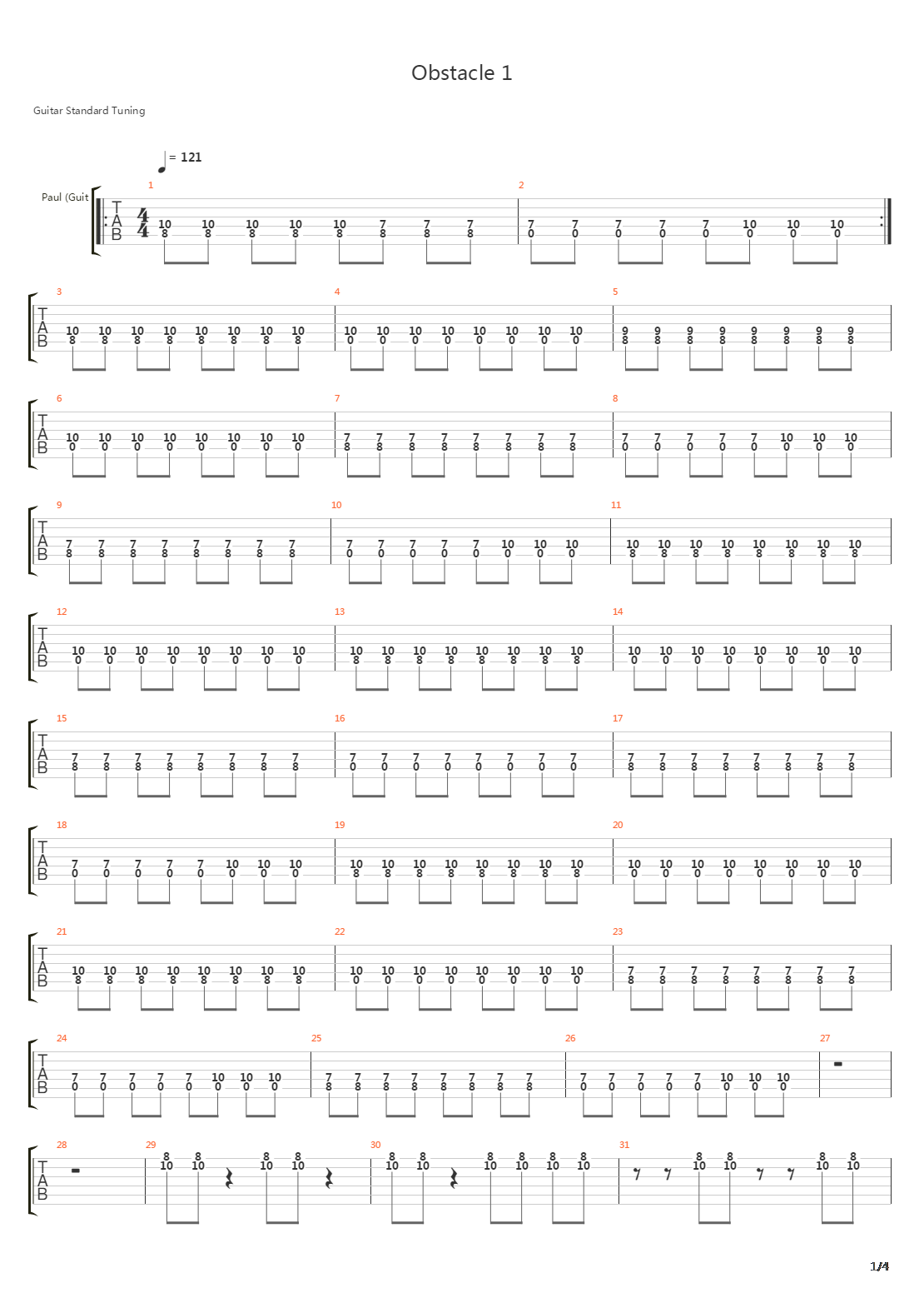 Obstacle 1吉他谱