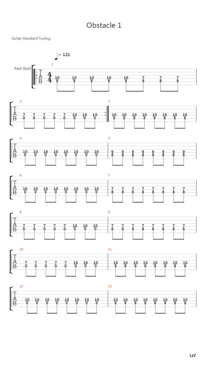 Obstacle 1吉他谱