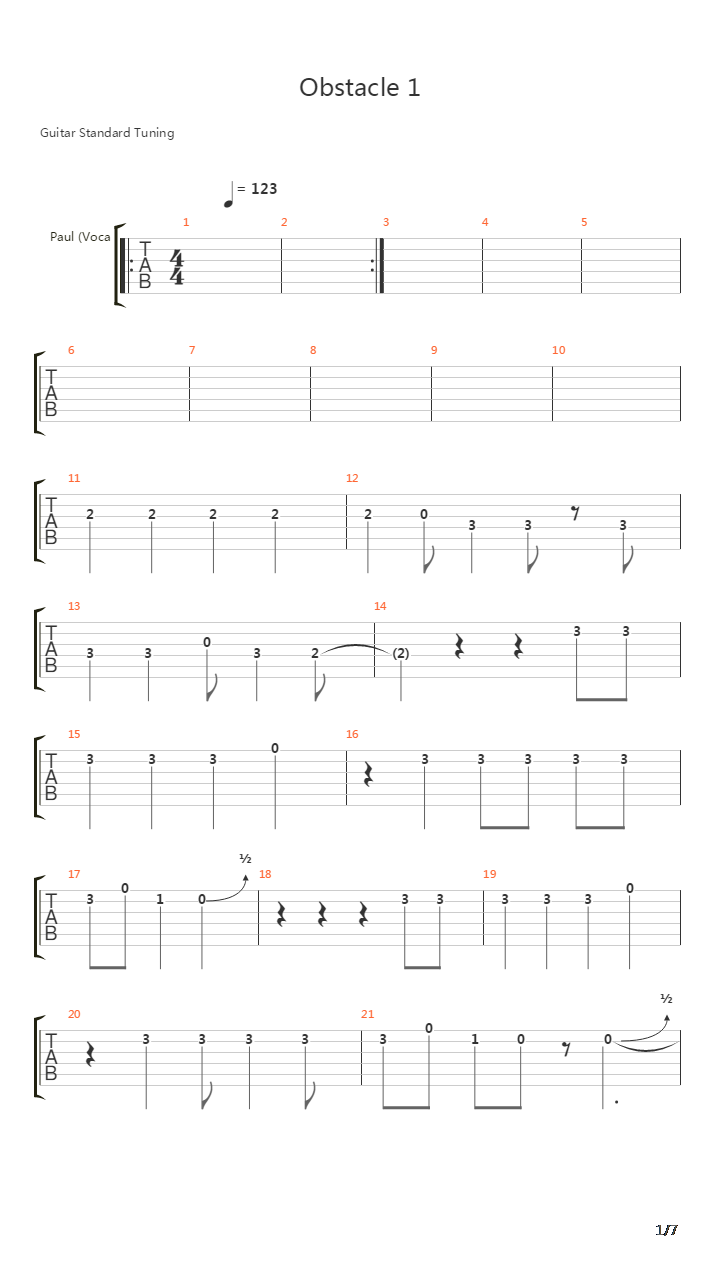 Obstacle 1吉他谱