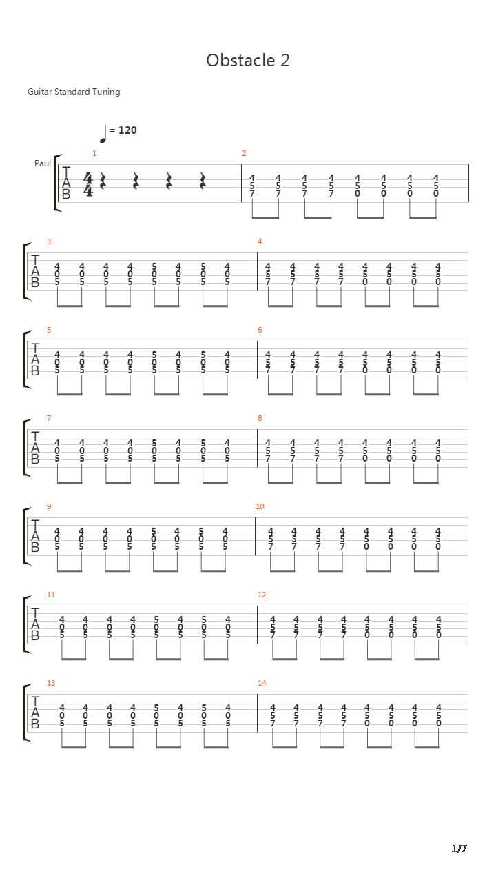 Obstacle 2吉他谱