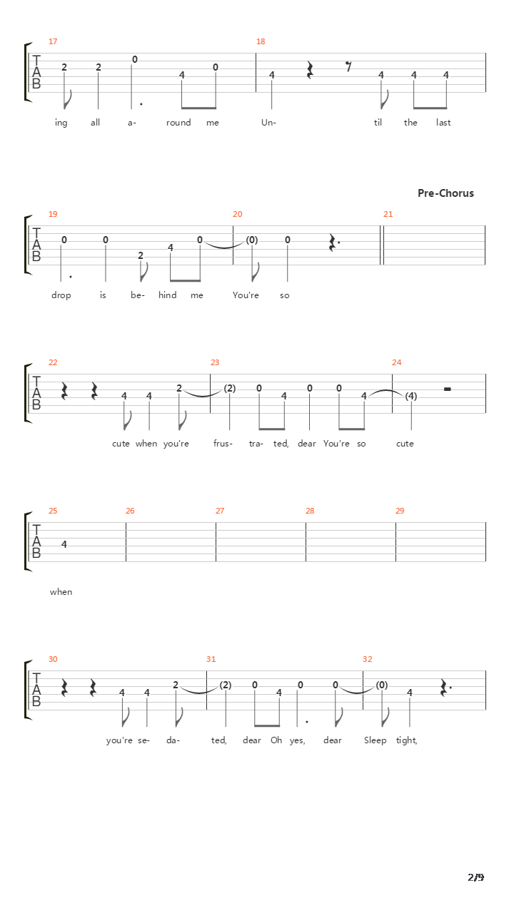 Pda吉他谱