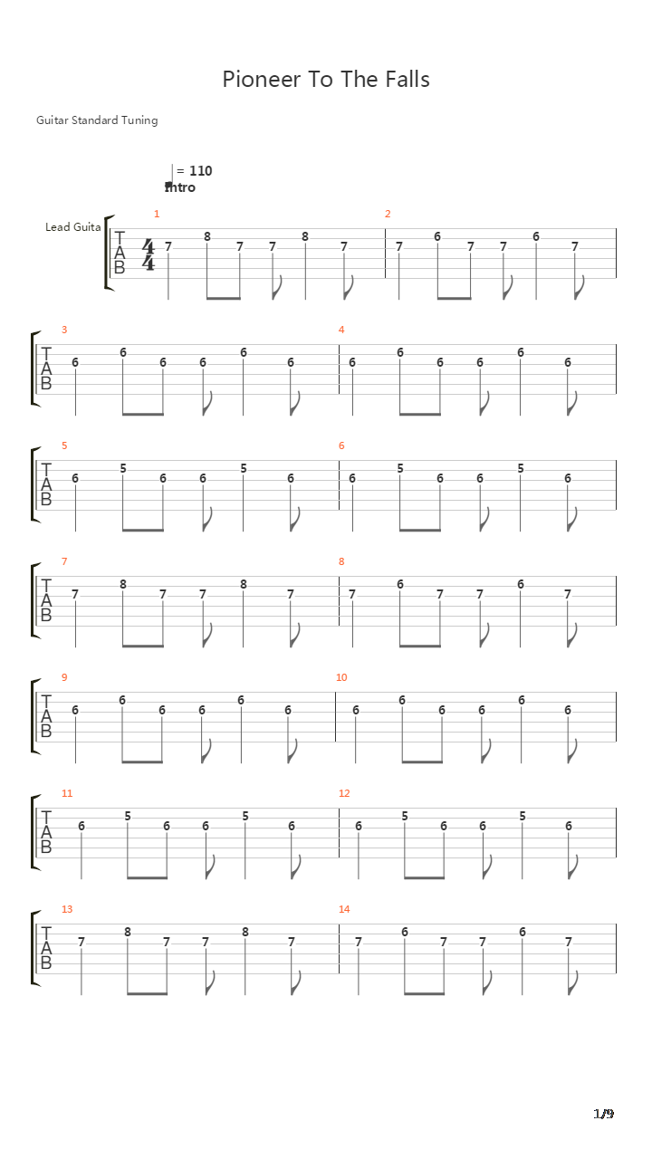 Pioneer To The Falls吉他谱