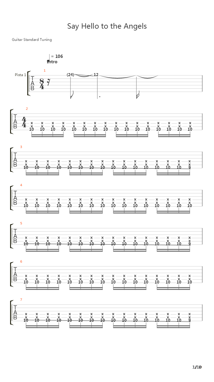 Say Hello To The Angels吉他谱