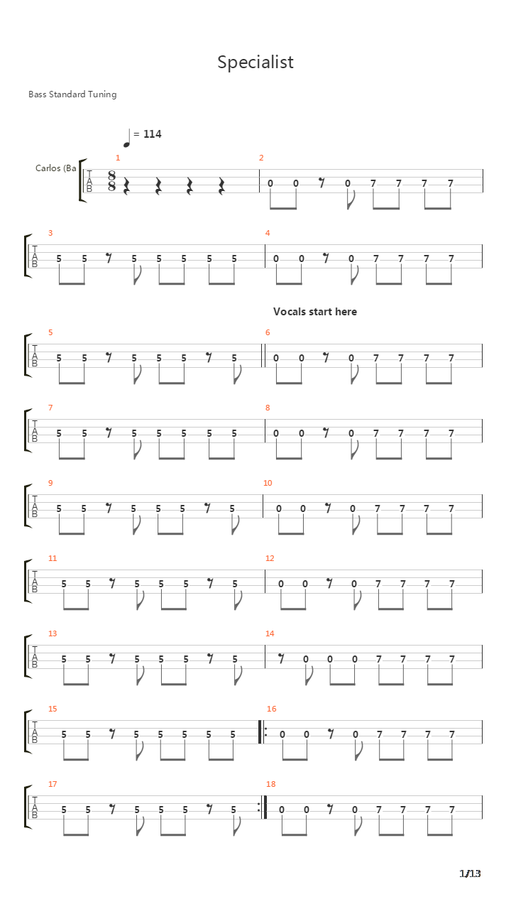 Specialist吉他谱
