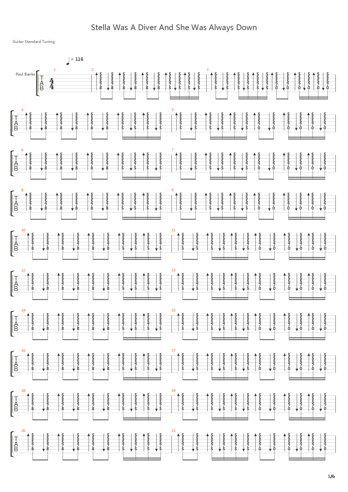 Stella Was A Diver And She Was Always Down吉他谱