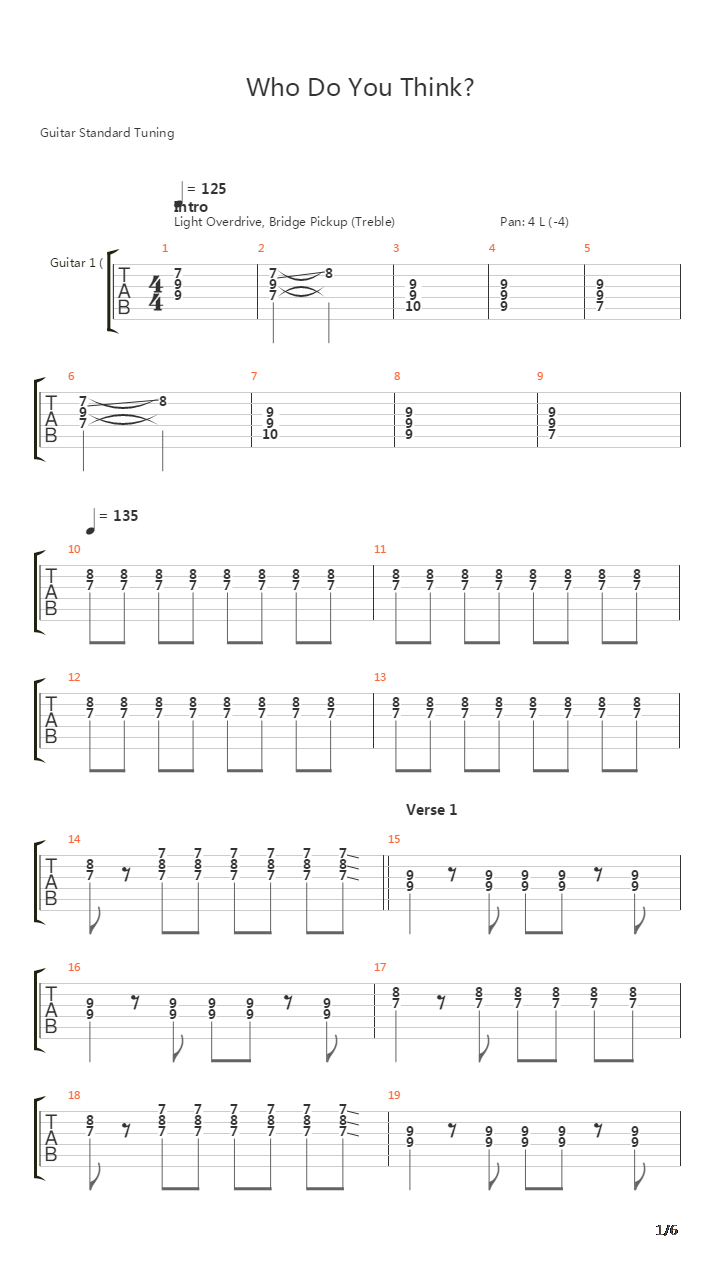Who Do You Think吉他谱