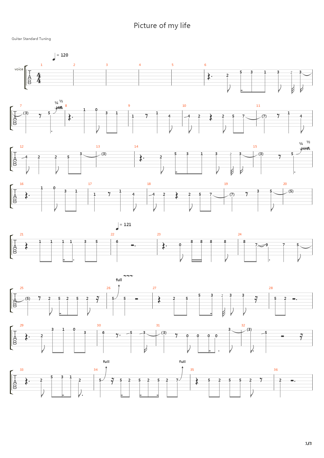 Picture Of My Life吉他谱