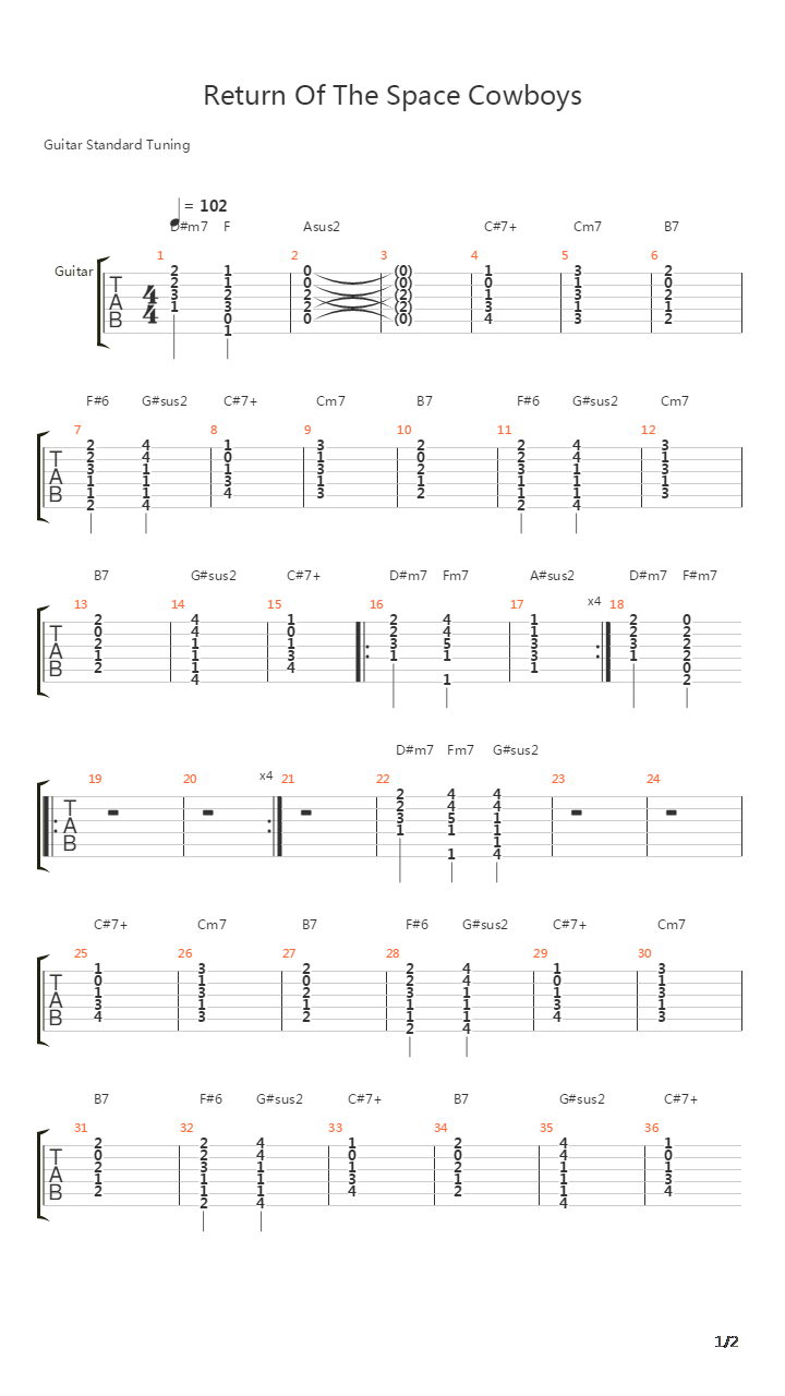 Return Of The Space Cowboys吉他谱