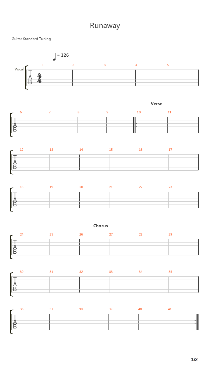 Runaway吉他谱