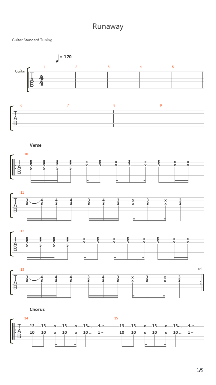 Runaway吉他谱