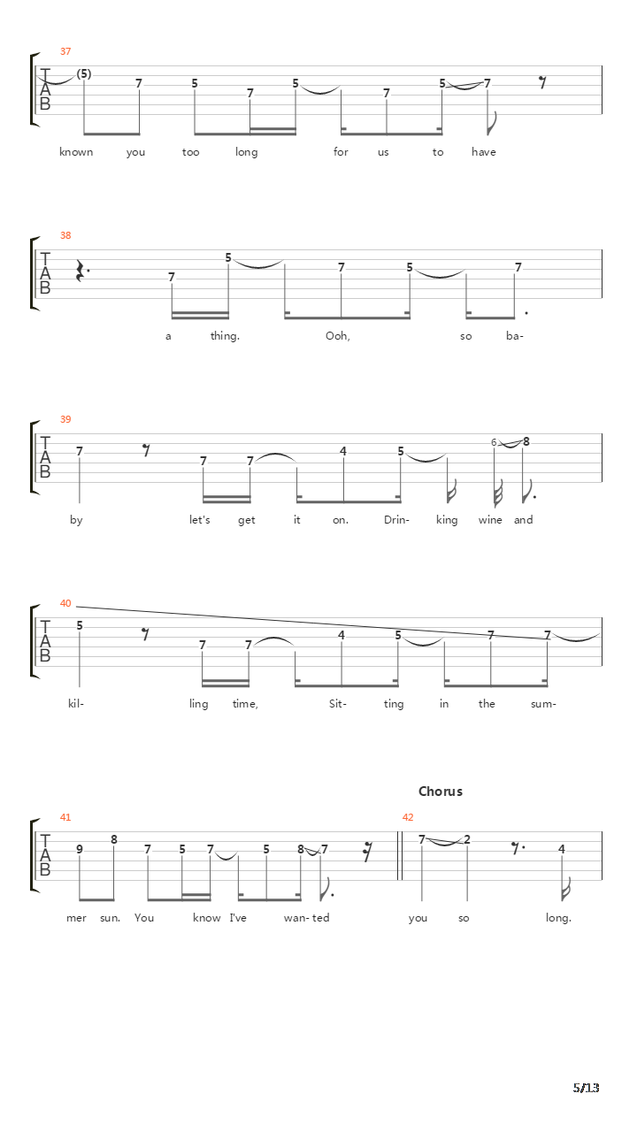 Seven Days In Sunny June吉他谱