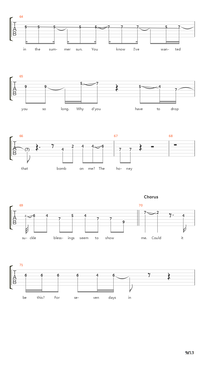 Seven Days In Sunny June吉他谱
