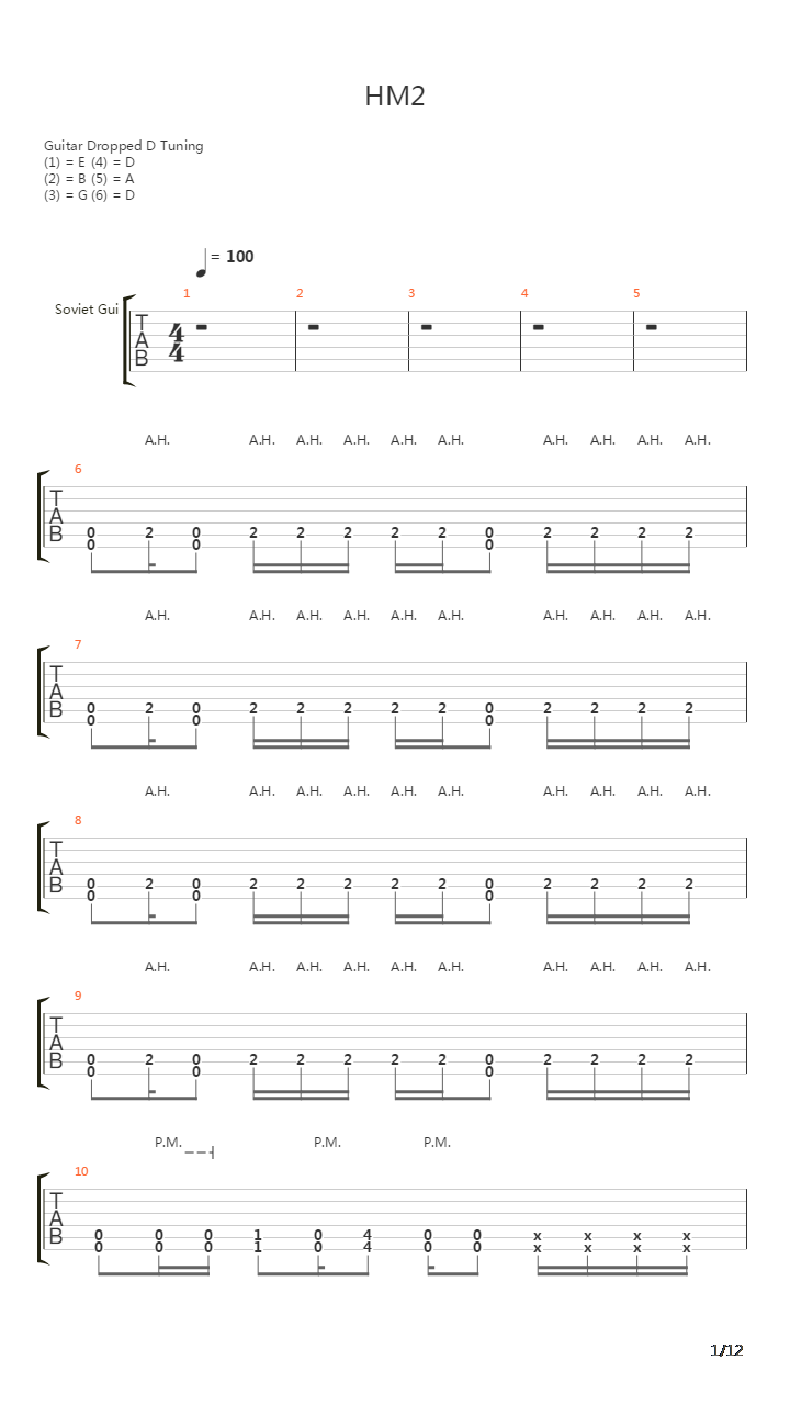 Hm2吉他谱