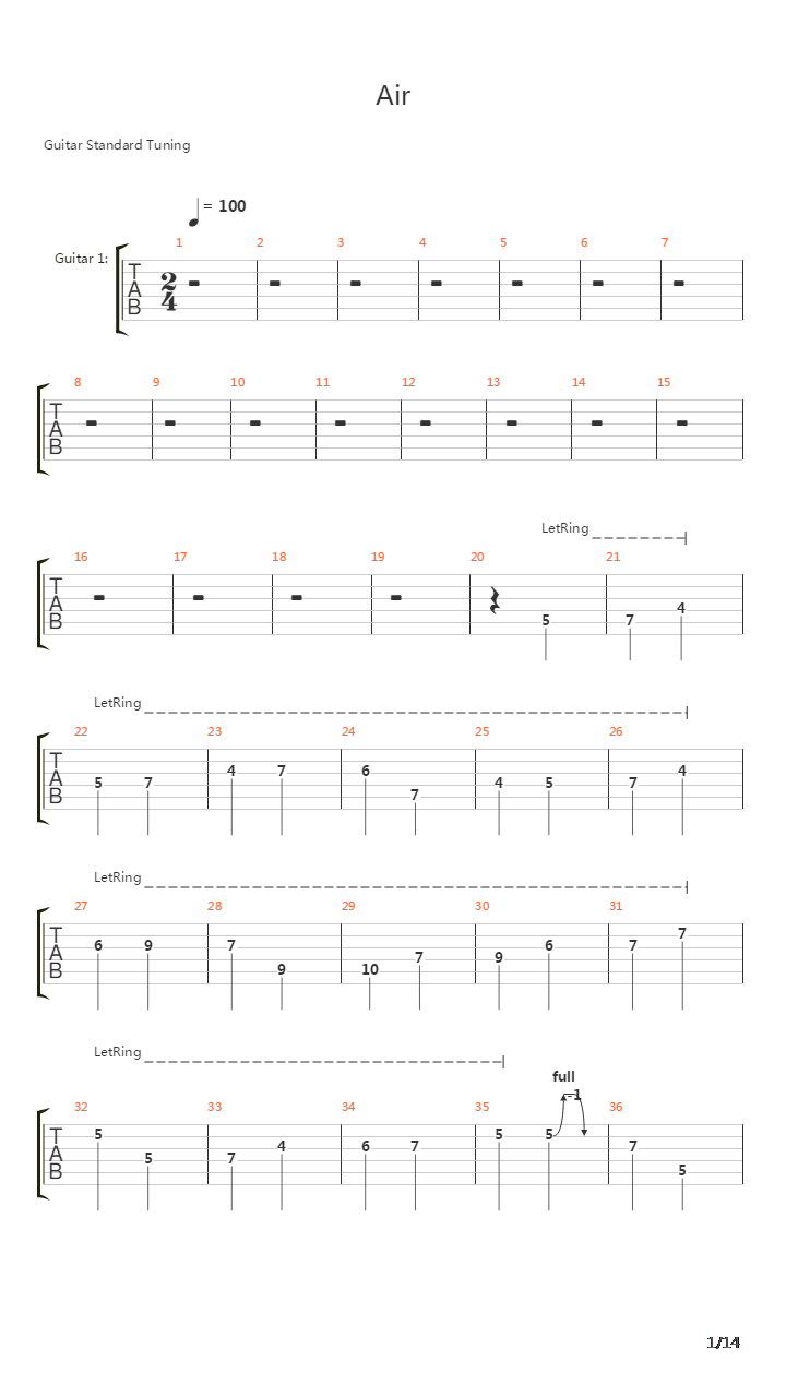 Air吉他谱