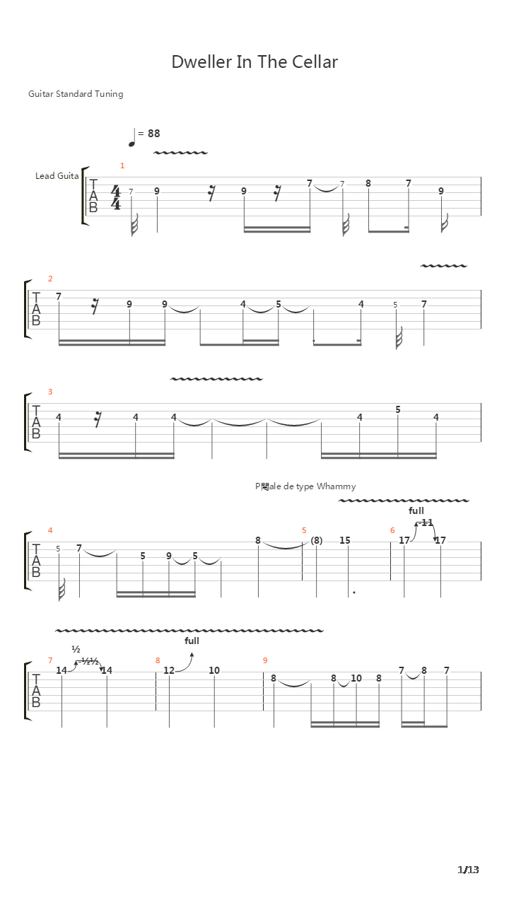 Dweller In The Cellar吉他谱