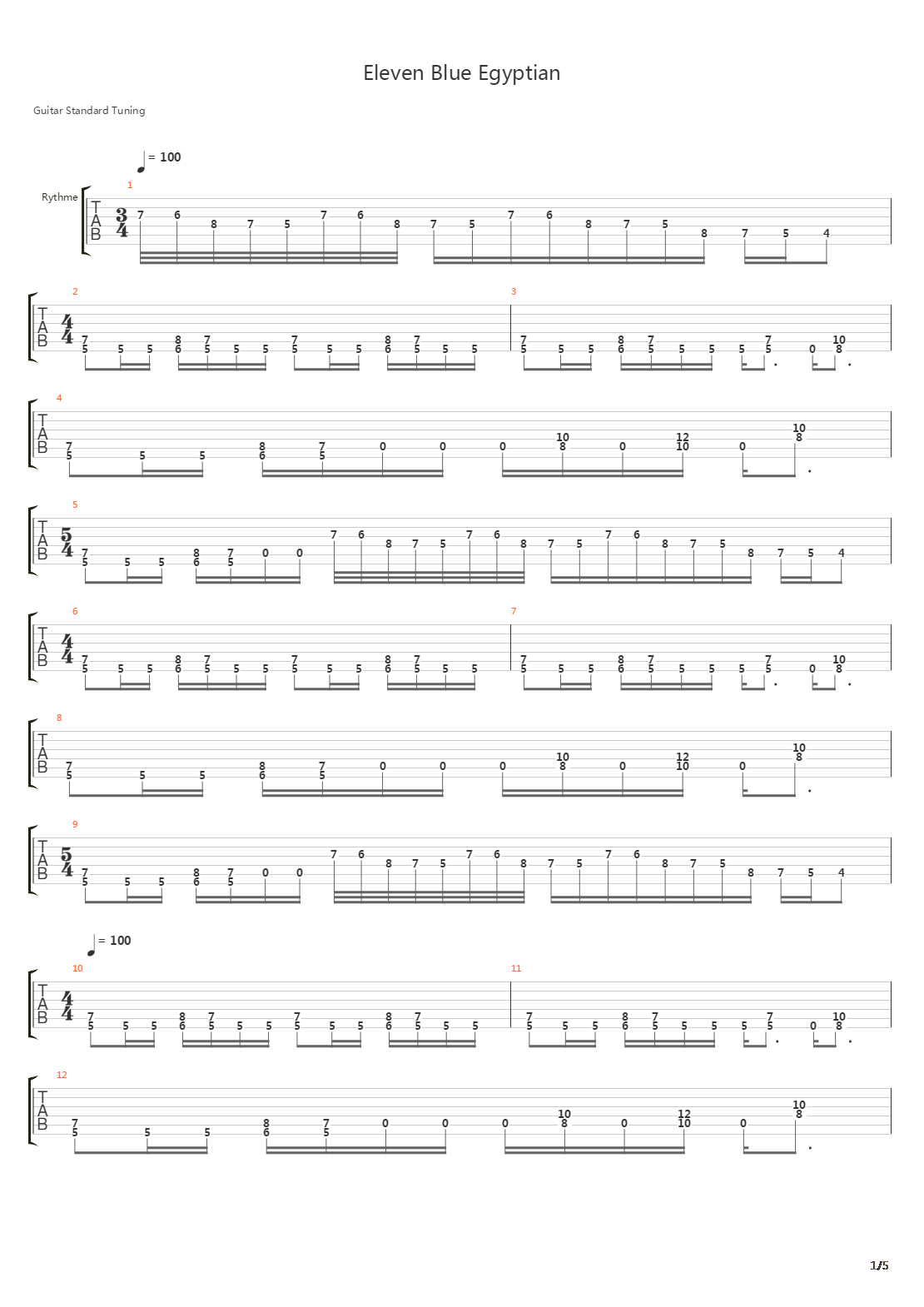 Eleven Blue Egyptian吉他谱