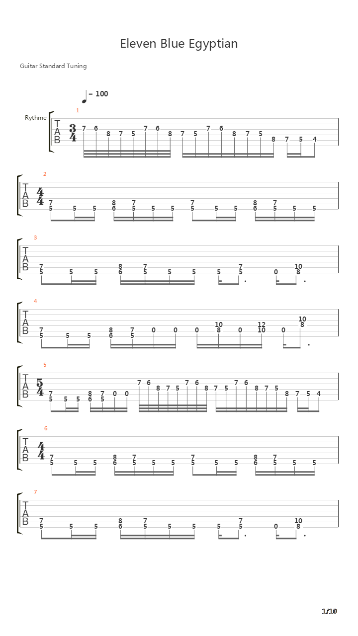 Eleven Blue Egyptian吉他谱