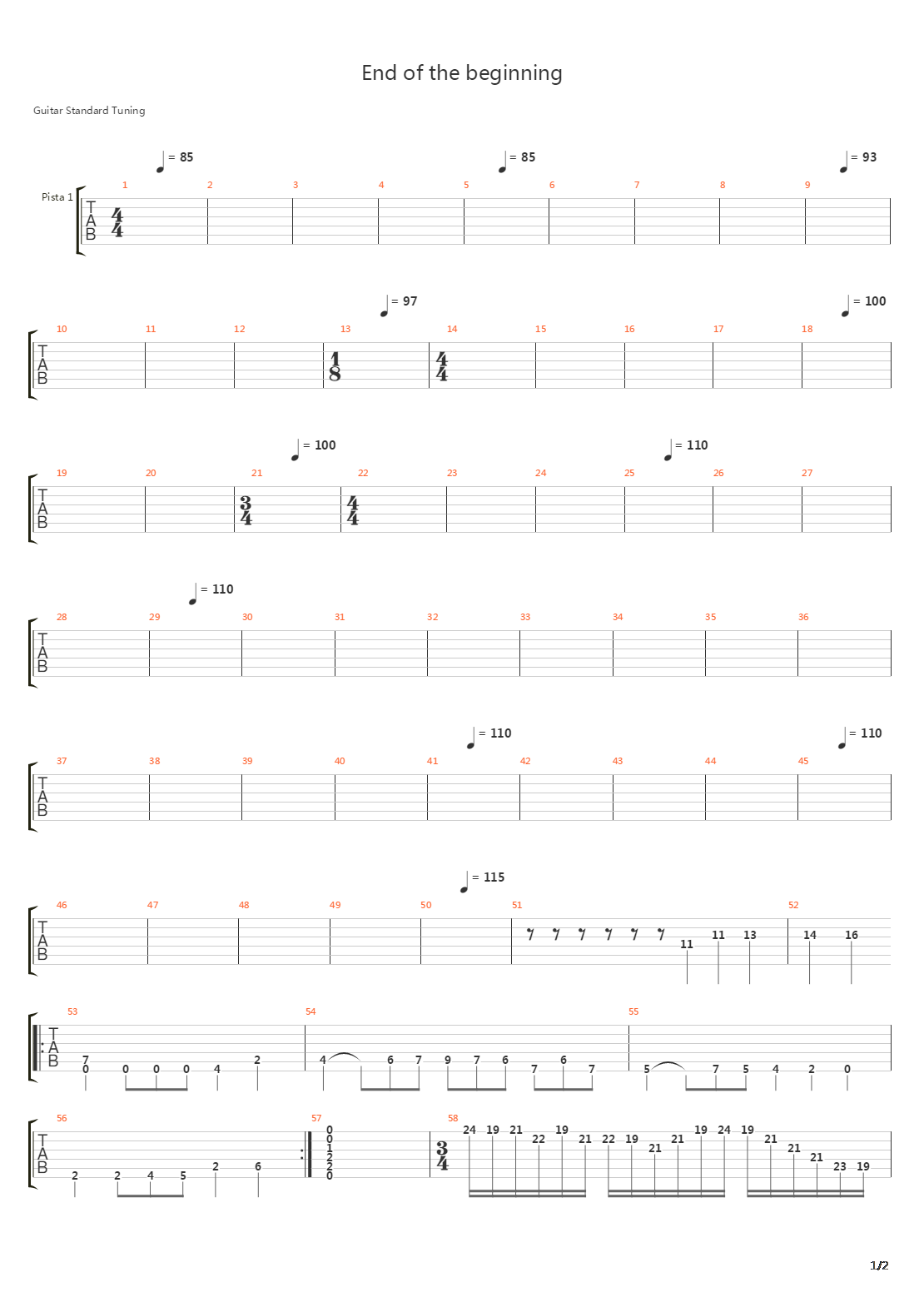 End Of The Beginning吉他谱