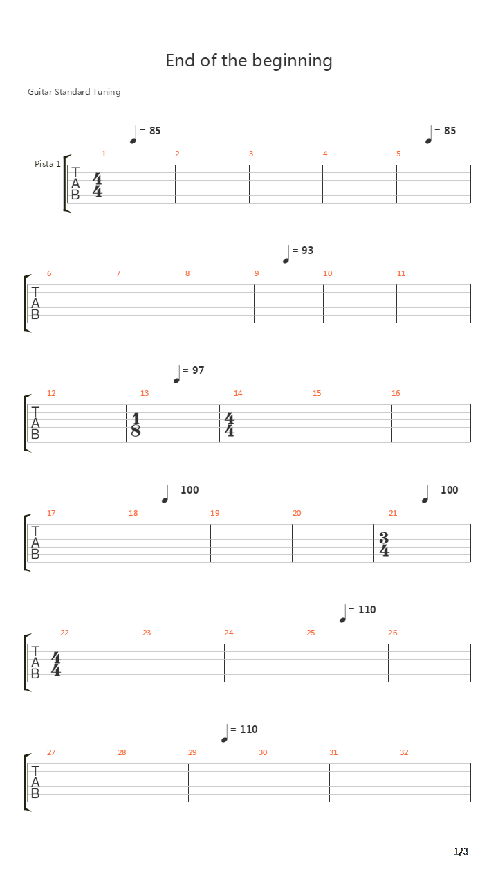 End Of The Beginning吉他谱